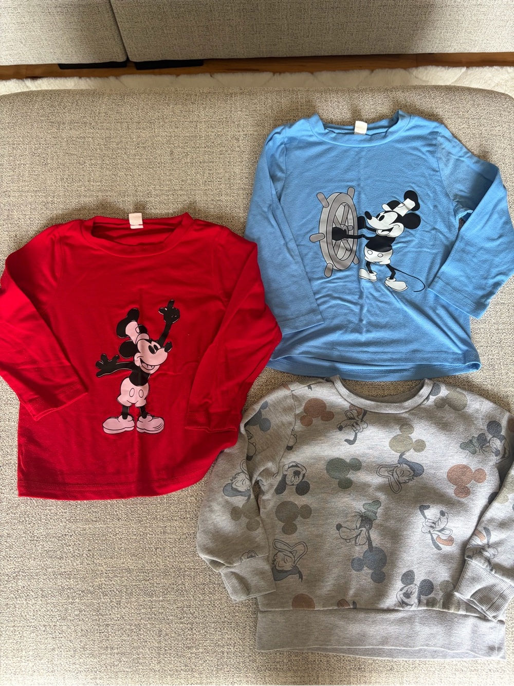 Disney Kids' Mickey Mouse Long-Sleeve Shirts and Sweater bundle